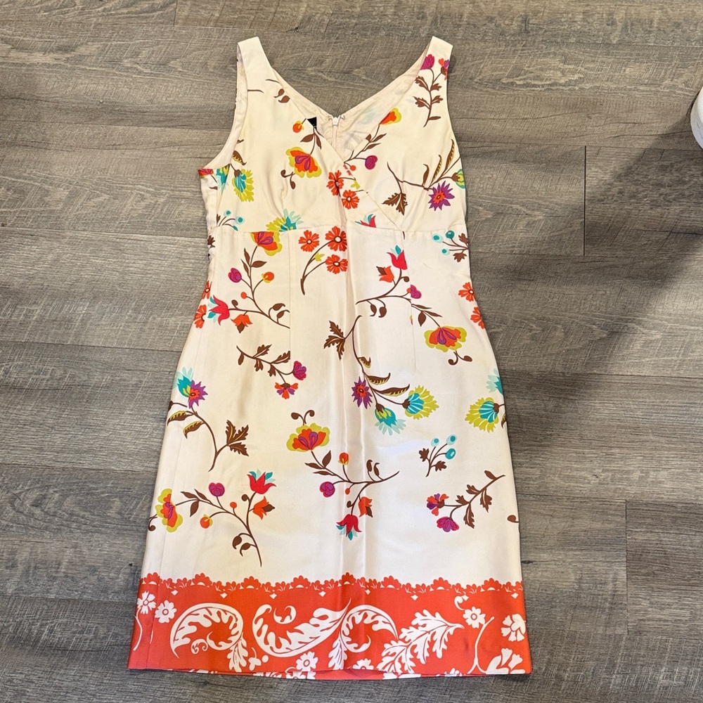 Nicole Miller Floral Midi Dress - Cream and Orange